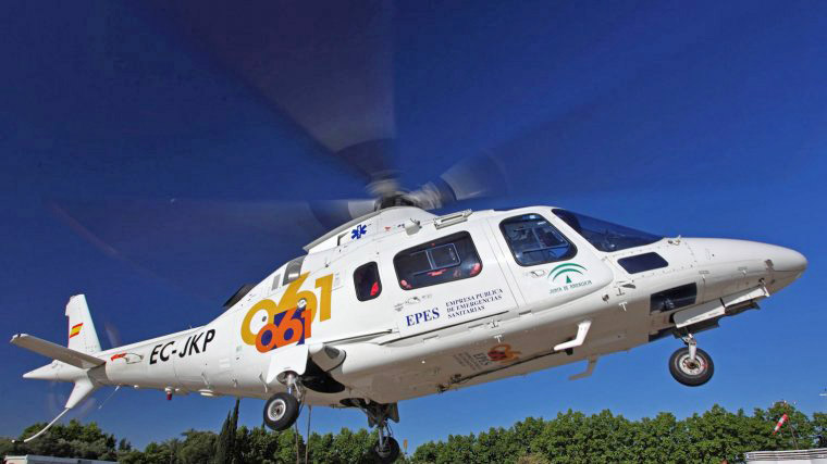 Image of a 061 Andalucia emergency helicopter.