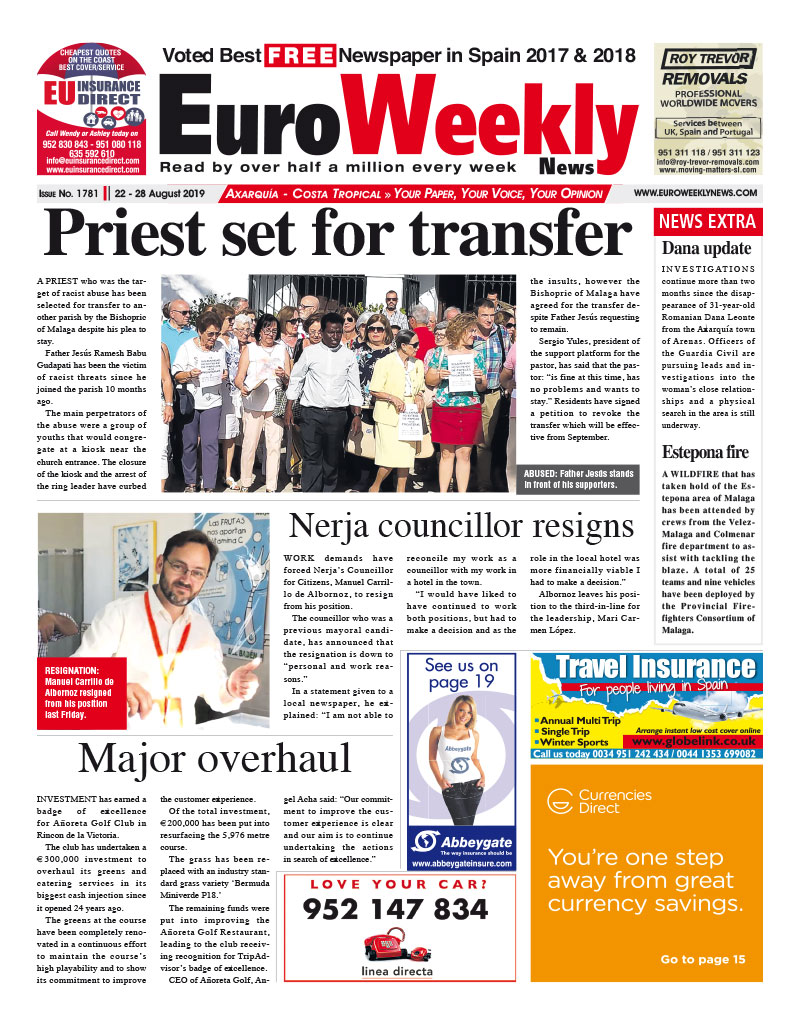 Euro Weekly News - Axarquia 22 - 28 August 2019 Issue 1781