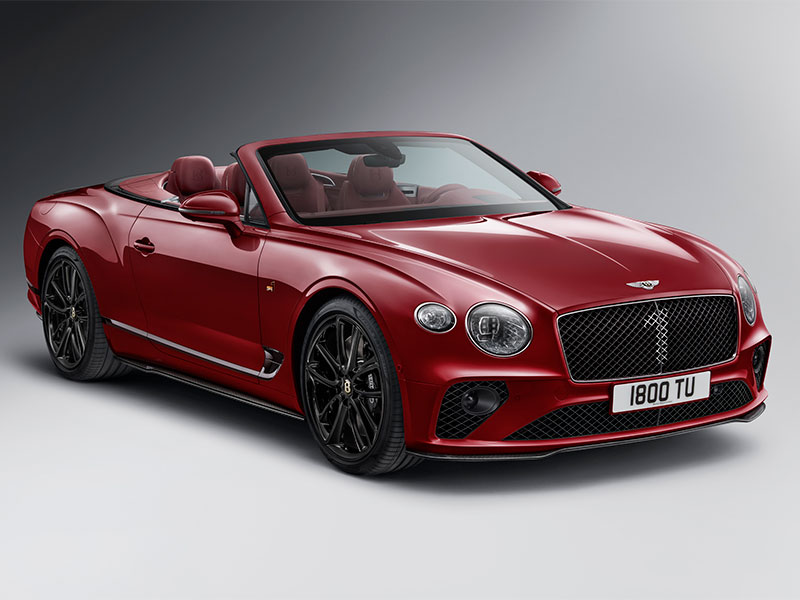 Continental GT Convertible Number 1 Edition by Mulliner draped in Dragon Red paint.