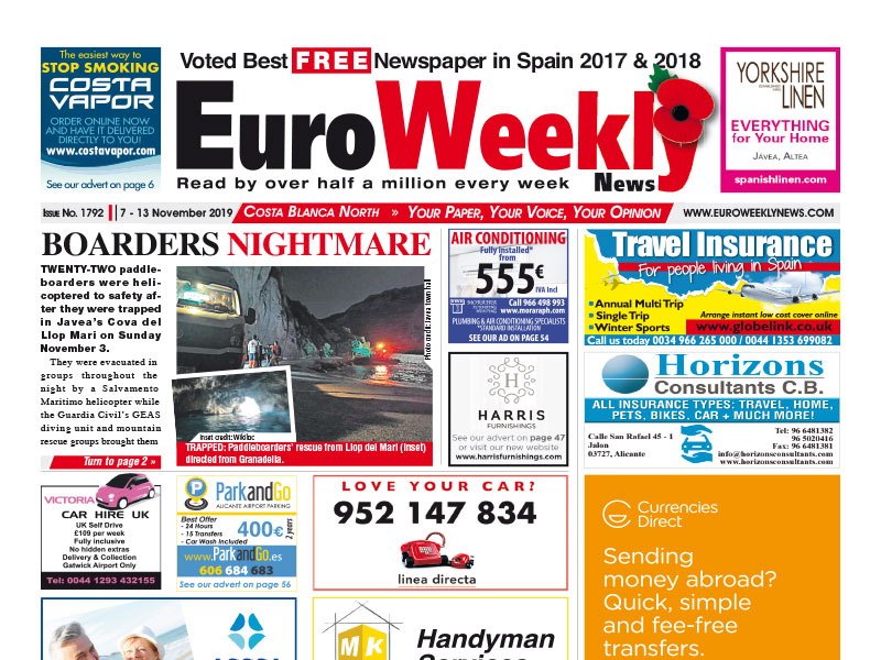 Euro Weekly News - Costa Blanca North 7 - 13 November 2019 Issue 1792