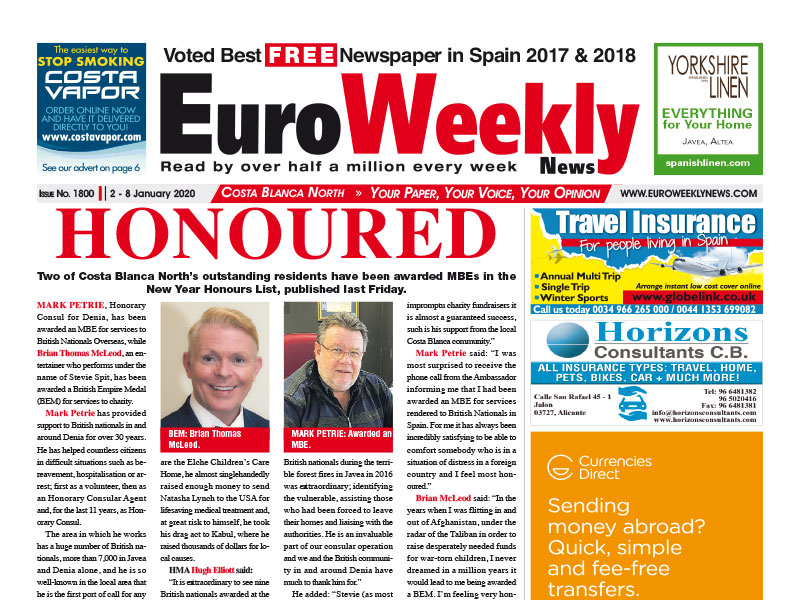 Euro Weekly News - Costa Blanca North 2 - 8 January 2020 Issue 1800