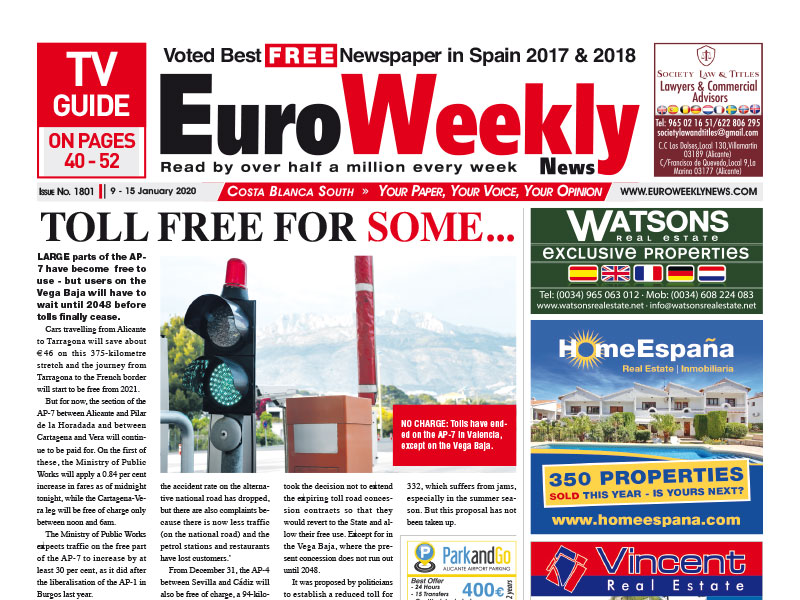 Euro Weekly News - Costa Blanca South 9 - 15 January 2020 Issue 1801