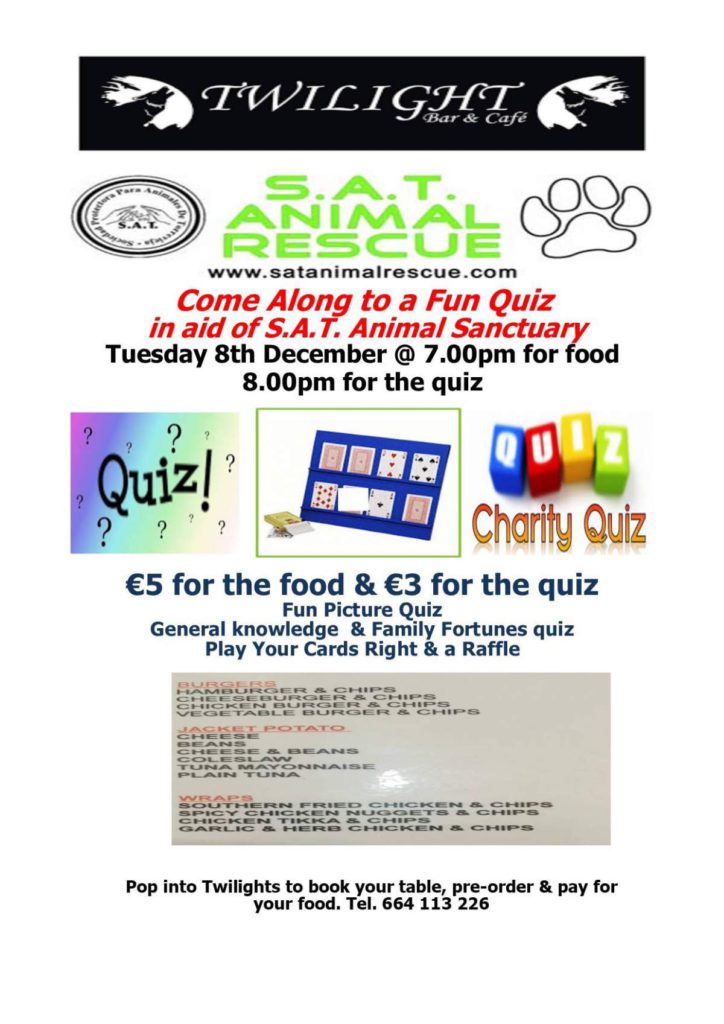 Join the fun quiz night raising money for the SAT Animal Rescue Charity