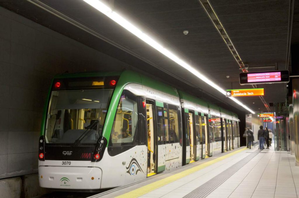 Image of a Malaga Metro train.