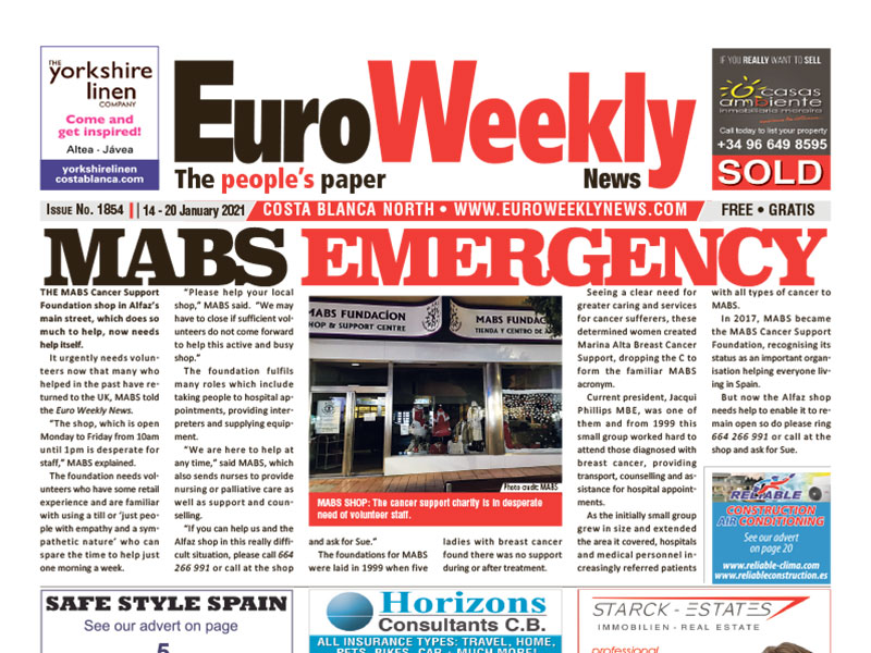 Costa Blanca North 14 - 20 January 2021 Issue 1854 English news in Spain