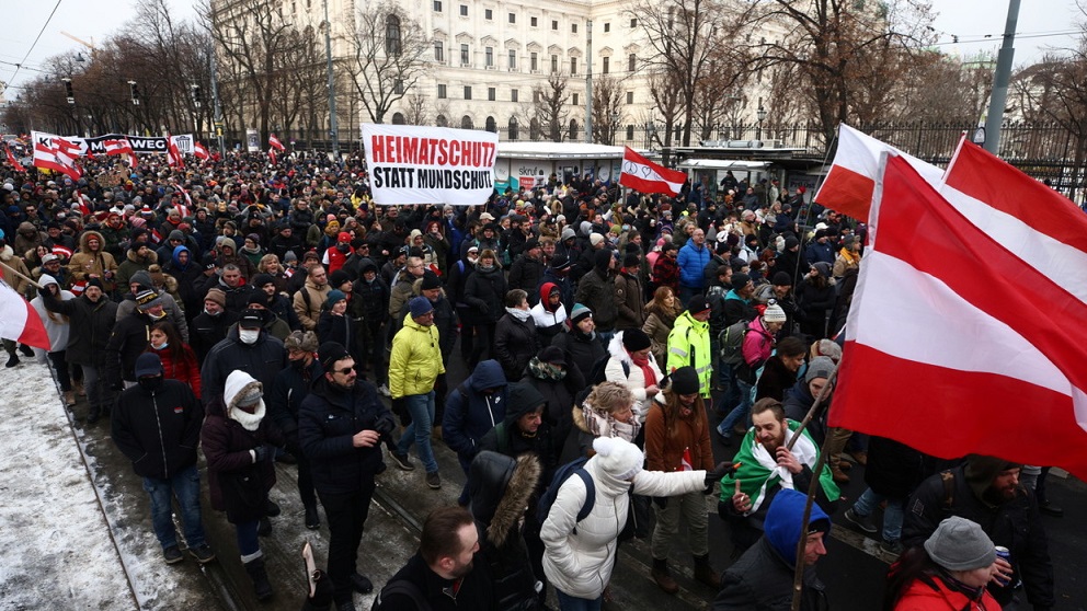 Thousands Protest in Vienna Against Third Lockdown Extension