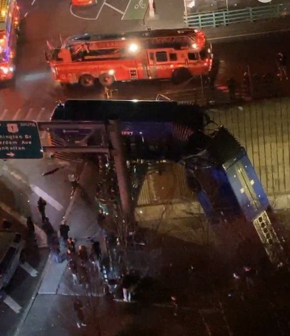 New York Bus Dangling from Overpass in Horror Collision