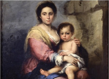 Image of Saint found beneath Murillo painting of Virgin Mary