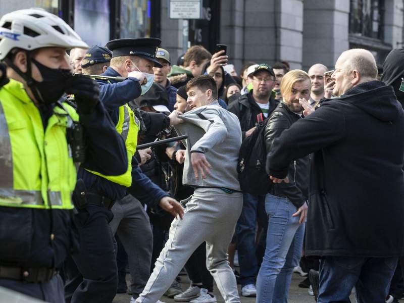 Police In Dublin Pelted With Bottles, Cans, And Fireworks By Anti-Lockdown Protesters