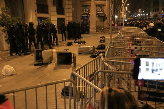 Rioters Clash With Police During 8th Night Of Pablo Hasel Protests In Barcelona