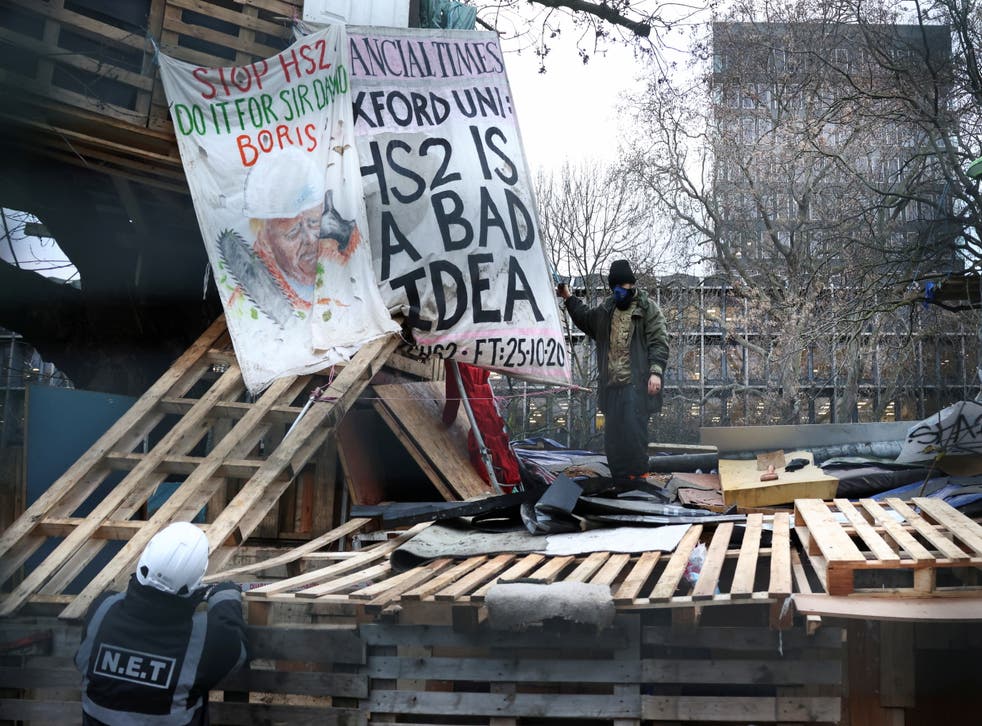 Euston Protest Site Partially COLLAPSES On Bailiff During Latest Eviction Attempt