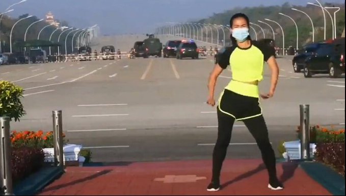 Aerobics teacher unwittingly films first moments of military coup in Myanmar
