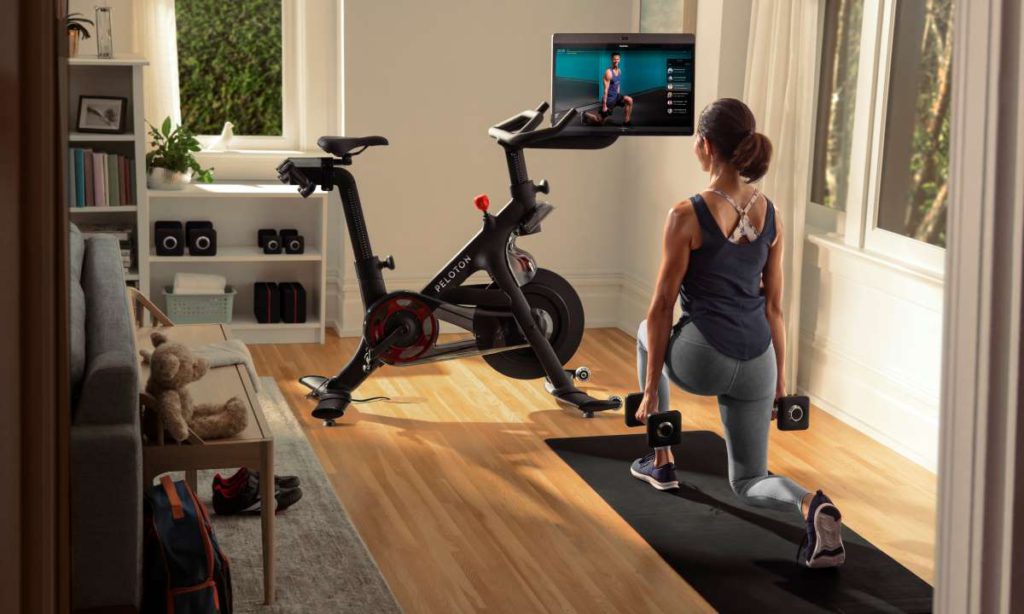 Enjoying a work out with Peloton