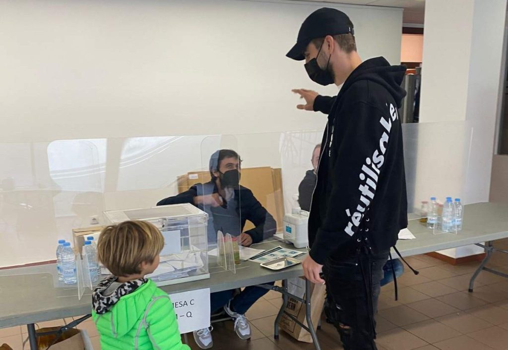 Footballer Gerard Pique gets a surprise at the polling station