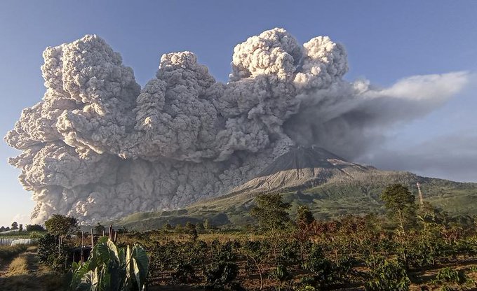 Mount Sinabung Volcano In Indonesia Erupts