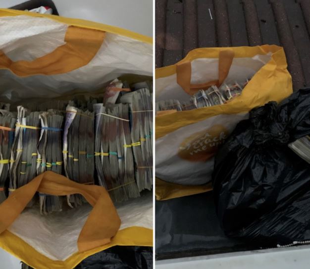 Wads of Cash Discovered On Roof in Shopping Bags