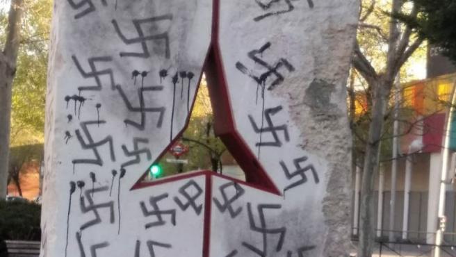 Monument to the International Brigades vandalised with swastikas