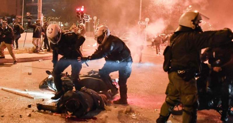 Athens Police Attacked With Petrol Bombs As Protests Erupt