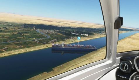 Suez Ship Makes It into Microsoft Flight Simulator