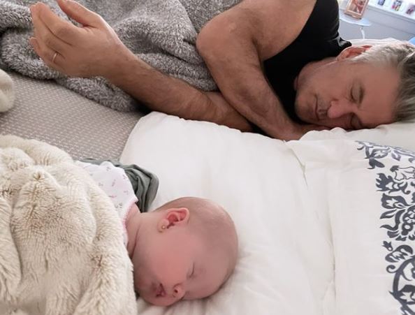 Hilaria Baldwin Shares Cute Photo of Husband Alec Sleeping Next to Their New Born Daughter