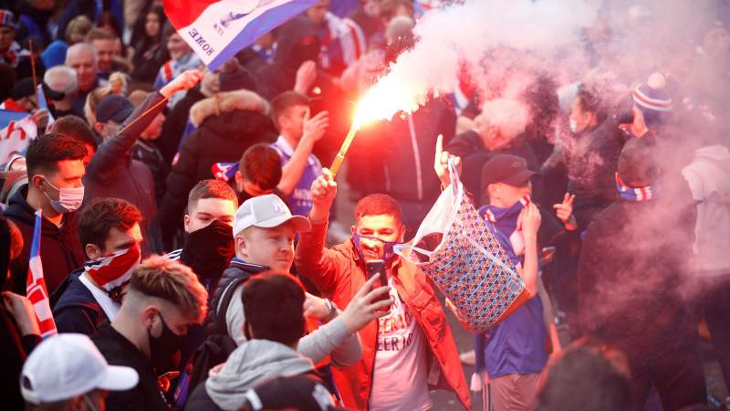 Rangers Fans Ignore Lockdown Rules As 'Disgraceful' Crowds Celebrate Scottish Premiership Win
