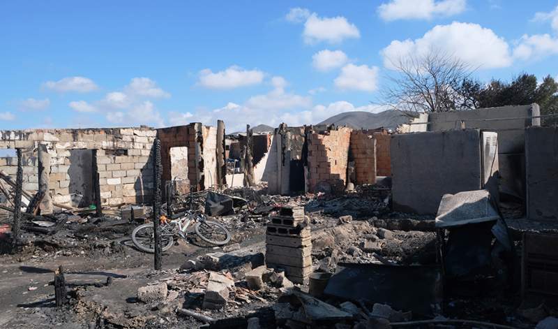 Emergency Services Work To Extinguish Fire In A Shantytown In Nijar