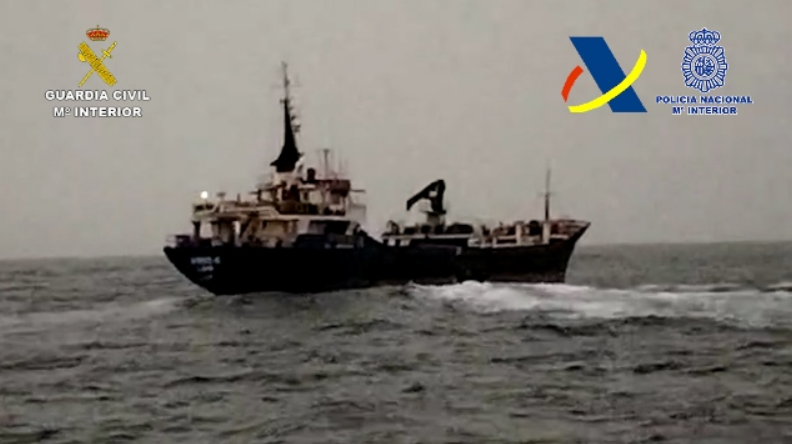 Ship With 8,400 Kilograms Of Hashish Found In West African Waters. Image - Guardia Civil