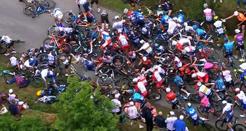 Massive Tour De France Crash Wipes Out Half Of The Peleton