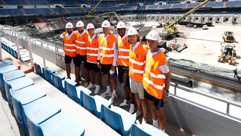 Members of the team at the stadium