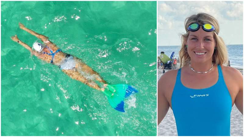 Eco mermaid achieves nine hour swim record in monofin