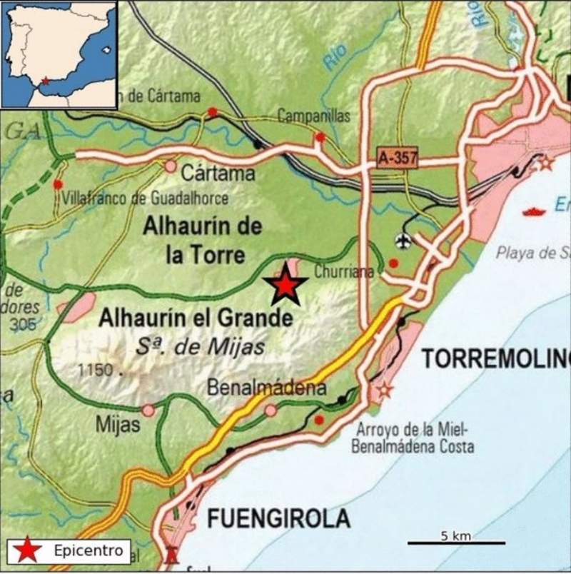 Earthquake magnitude 3.3 registered in Alhaurín de la Torre