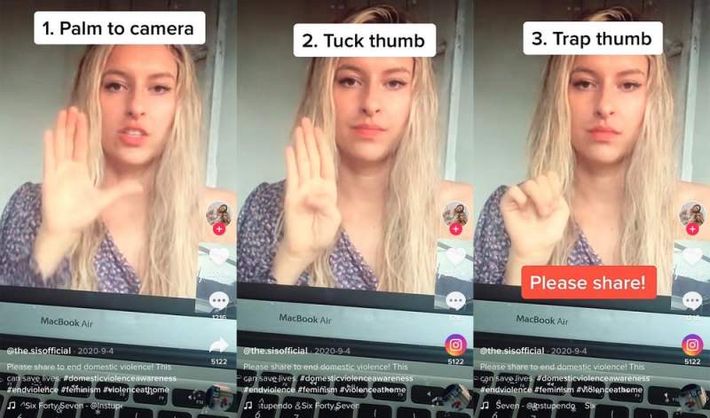 The viral hand signal on social media that is saving lives