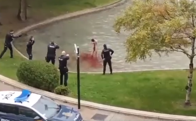 Naked man stabs himself to death in front of police in Zaragoza