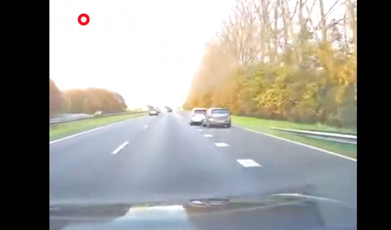 Watch: Man causes motorway crash to save woman's life