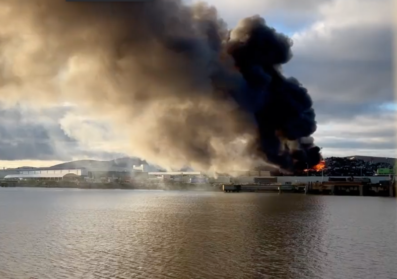 Watch: Huge fire burns at Belfast Docks