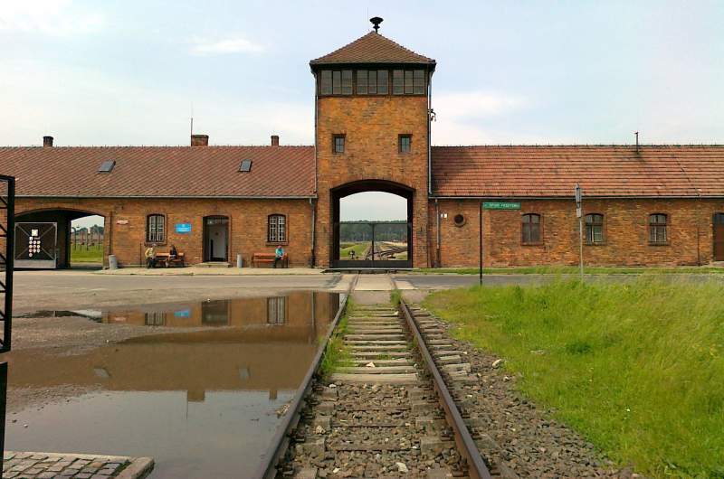 Red-faced tourist detained for performing Nazi salute at Auschwitz "as a joke"