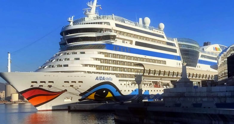 Passengers celebrate New Year on board a cruise ship in Malaga port