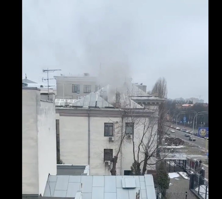 WATCH: Russian embassy in Kiev seen with smoke billowing out