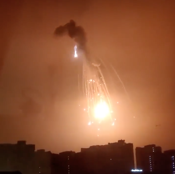 WATCH: Aircraft "shot down" over Kyiv as sirens sound throughout the capital