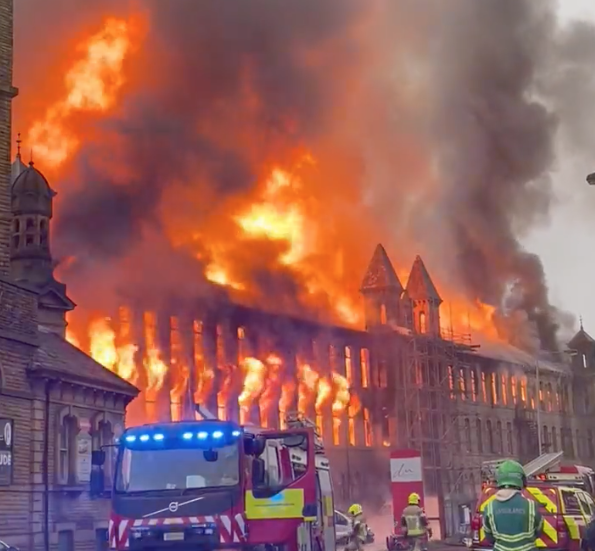 WATCH: HUGE blaze rips through Peaky Blinders building in Yorkshire