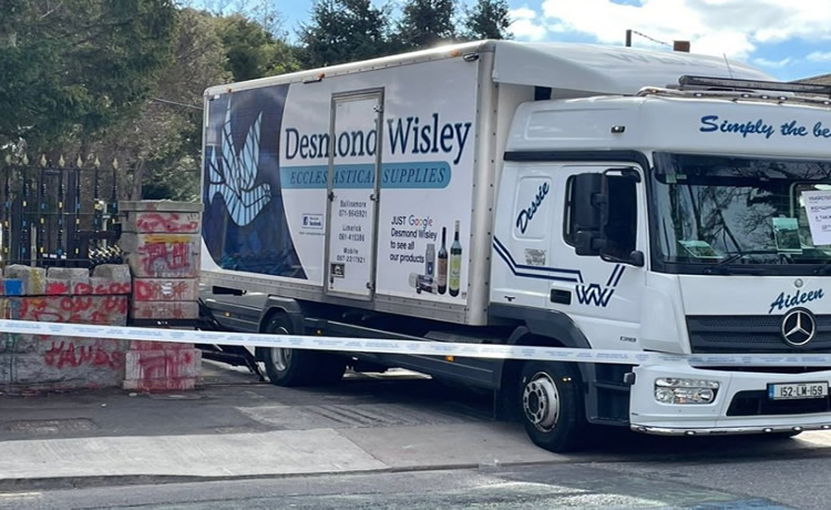 Lorry driver arrested for reversing through gates of Russian embassy in Dublin