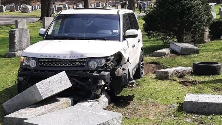Learner driver destroys cemetery headstones during practice session