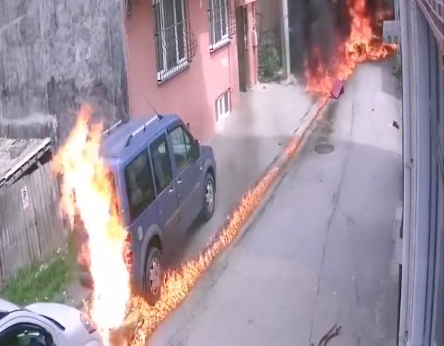 CCTV captures moment small plane crashes in residential area in Turkey