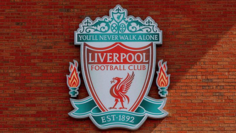 Liverpool's badge outside of Anfield.