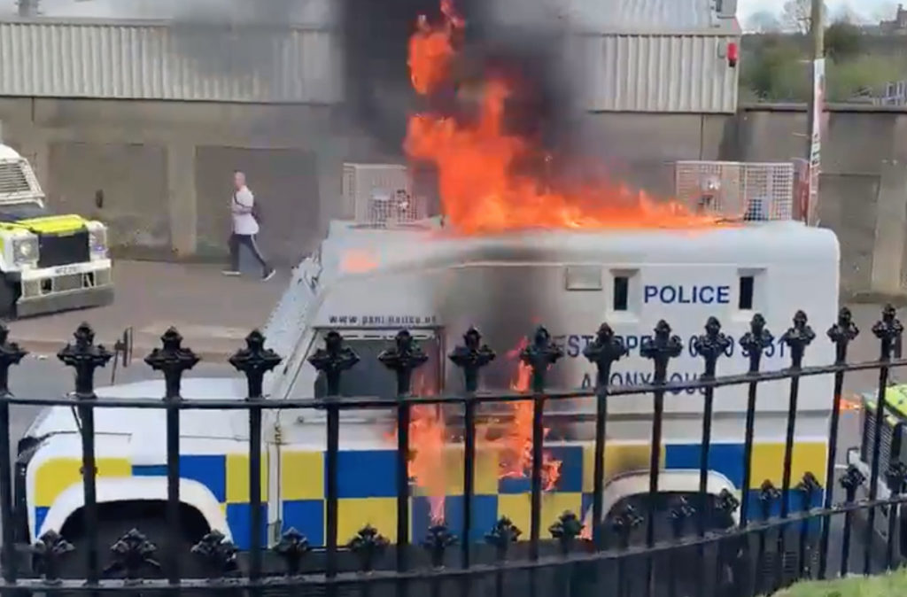 WATCH: Molotov cocktails thrown at police in Northern Ireland