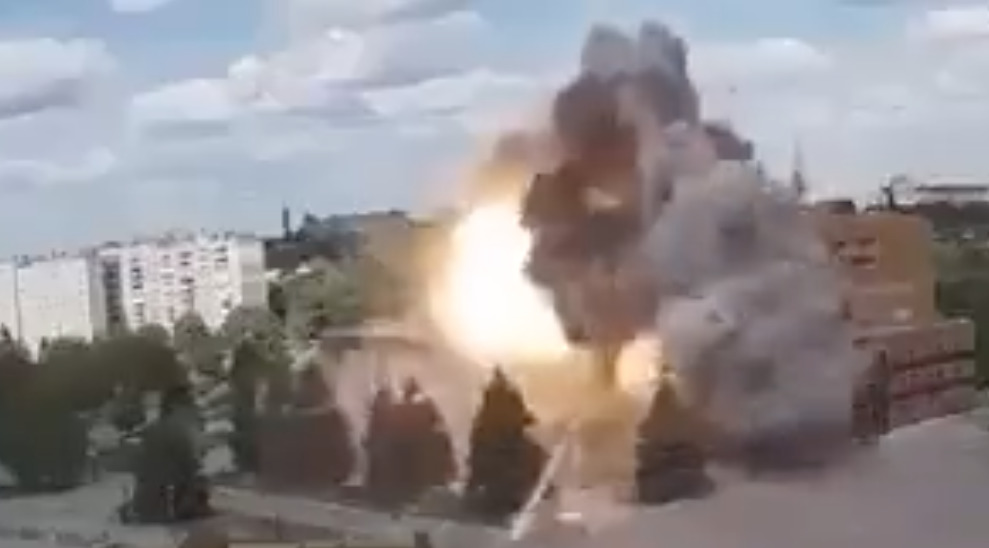 BREAKING: Huge Russian missile strike destroys historical building in Lozova, Kharkiv