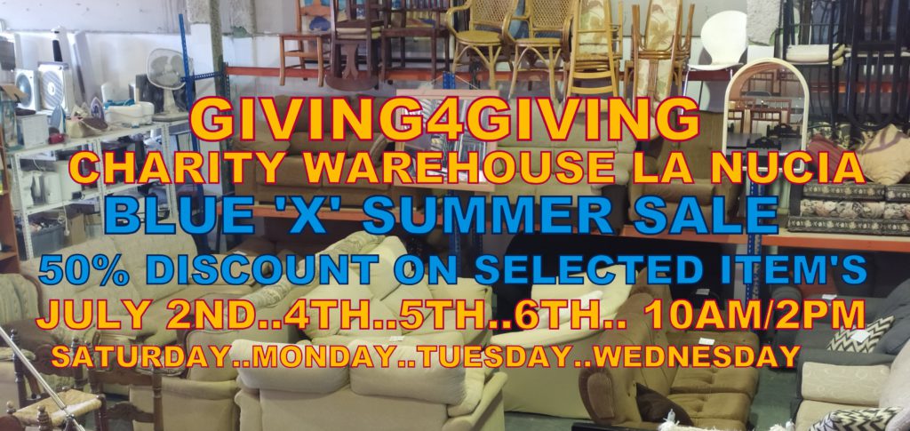 Summer sale at the Giving4Giving charity warehouse in La Nucia (Alicante)