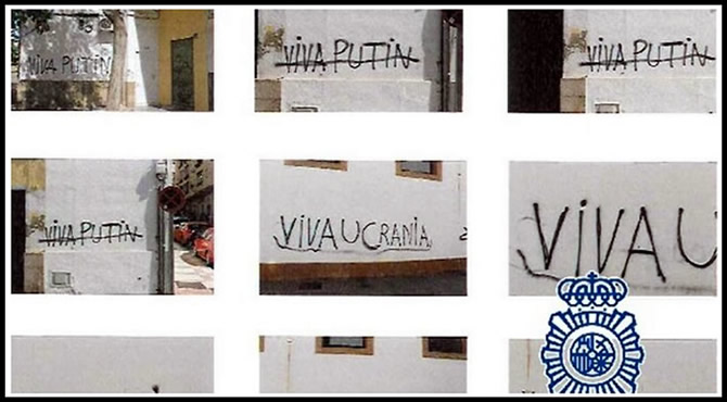 70-year-old arrested in Malaga for graffiti supporting Russia's invasion of Ukraine