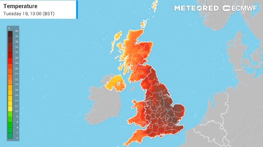 UK heat to peak today turning cooler from Wednesday
