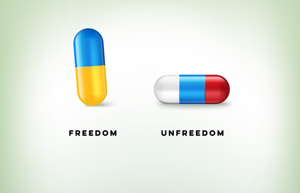 Ukraine russia pill matrix red blue freedom unfreedom